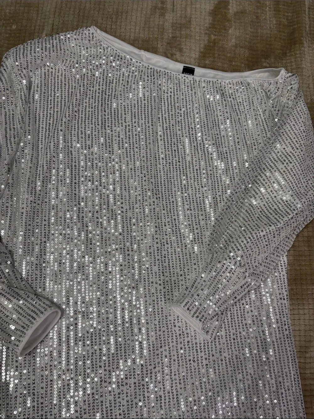 SHEIN White Sequin Mini Dress - Picture 3 of 3